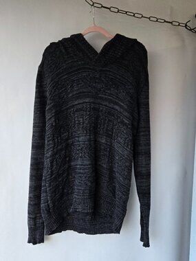 American Rag Cotton Black and Grey Shawl Collar Sweater Casual Layering Pull-on